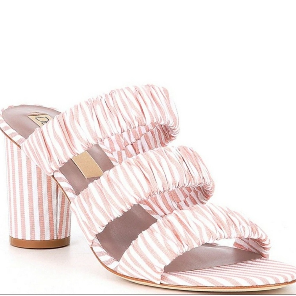 Deltan pink and white striped heels - size 6 1/2